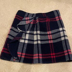 J. Crew Navy and Pink Plaid Mini Skirt